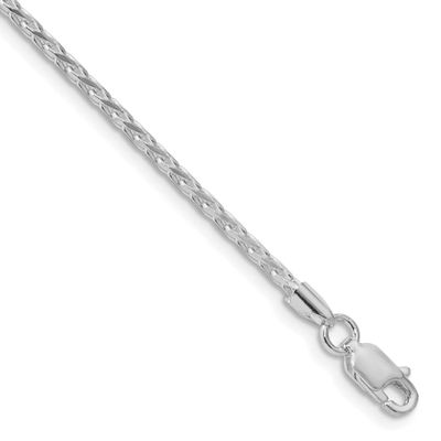 2.15mm Diamond-Cut Round Spiga Chain 7 Inch Sterling Silver Rhodium-Plated, MPN: QSR060R-7, UPC: