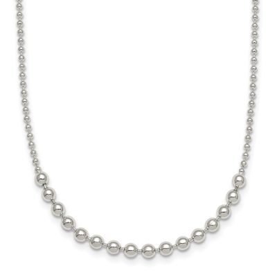 Center Beaded 18 Inch Necklace Sterling Silver Polished, MPN: QG6943-18, UPC: