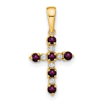 Rhodolite Garnet and Diamond Cross Pendant 14k Gold, MPN: XP3387RG/A, UPC: