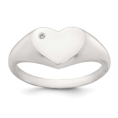 CZ Heart Signet Ring Sterling Silver Polished, MPN: QR7684, UPC: