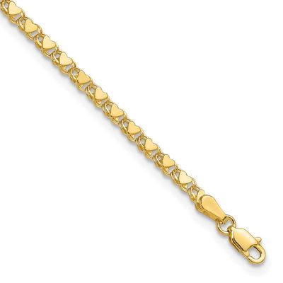 Double-Sided Heart 7 Inch Bracelet 10k Gold Polished, MPN: 10ANK70-7, UPC: