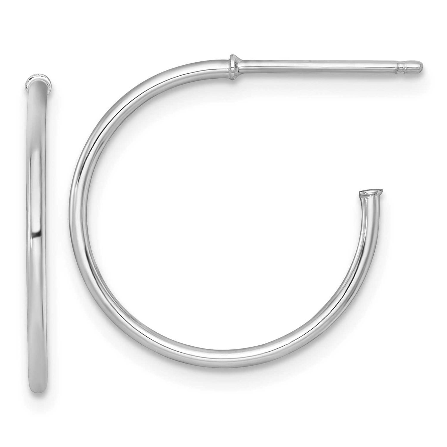 1.2 x 20mm Polished Post Hoop Earrings 14k White Gold, MPN: TF2482W, UPC: