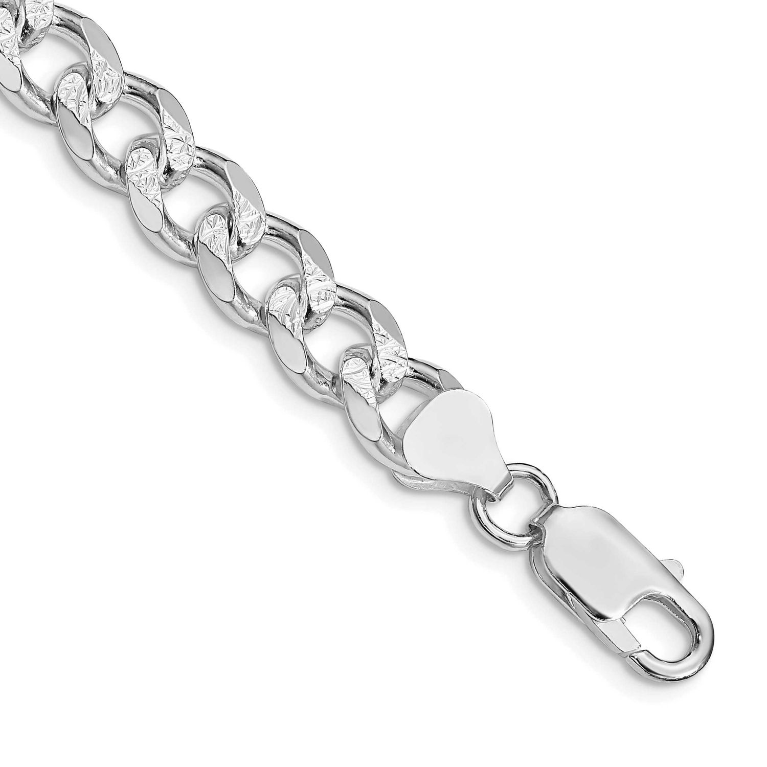 8.3mm Pavc Curb Chain 8 Inch Sterling Silver Rhodium-Plated, MPN: QCF220R-8, UPC: