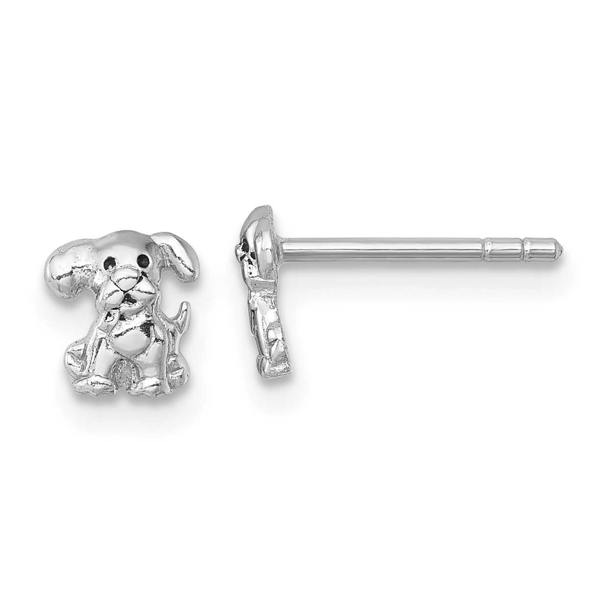 Polished Enamel Puppy Dog Post Earrings Sterling Silver Rhodium-Plated, MPN: QE18223, UPC: