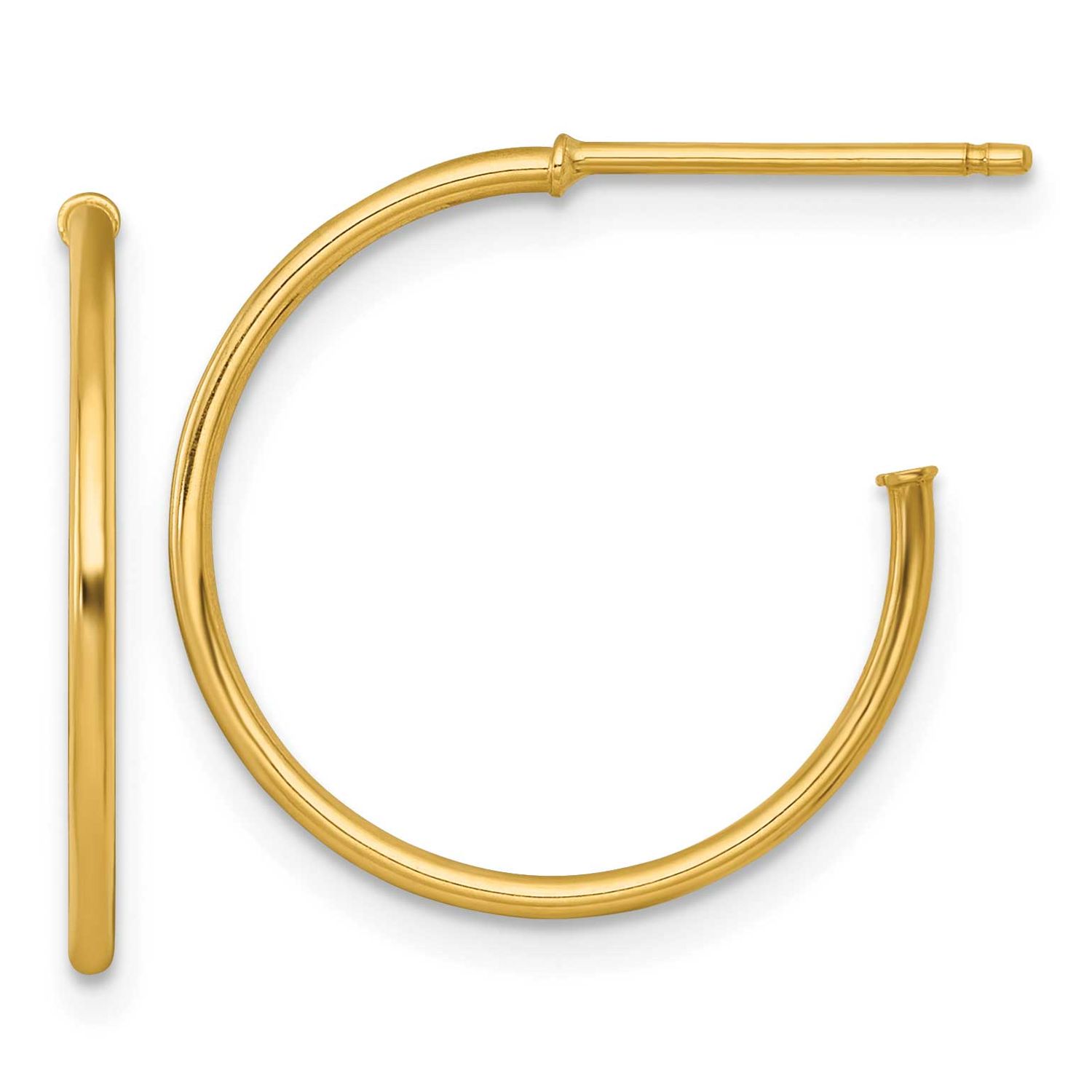 1.2 x 20mm Polished Post Hoop Earrings 14k Gold, MPN: TF2482, UPC: