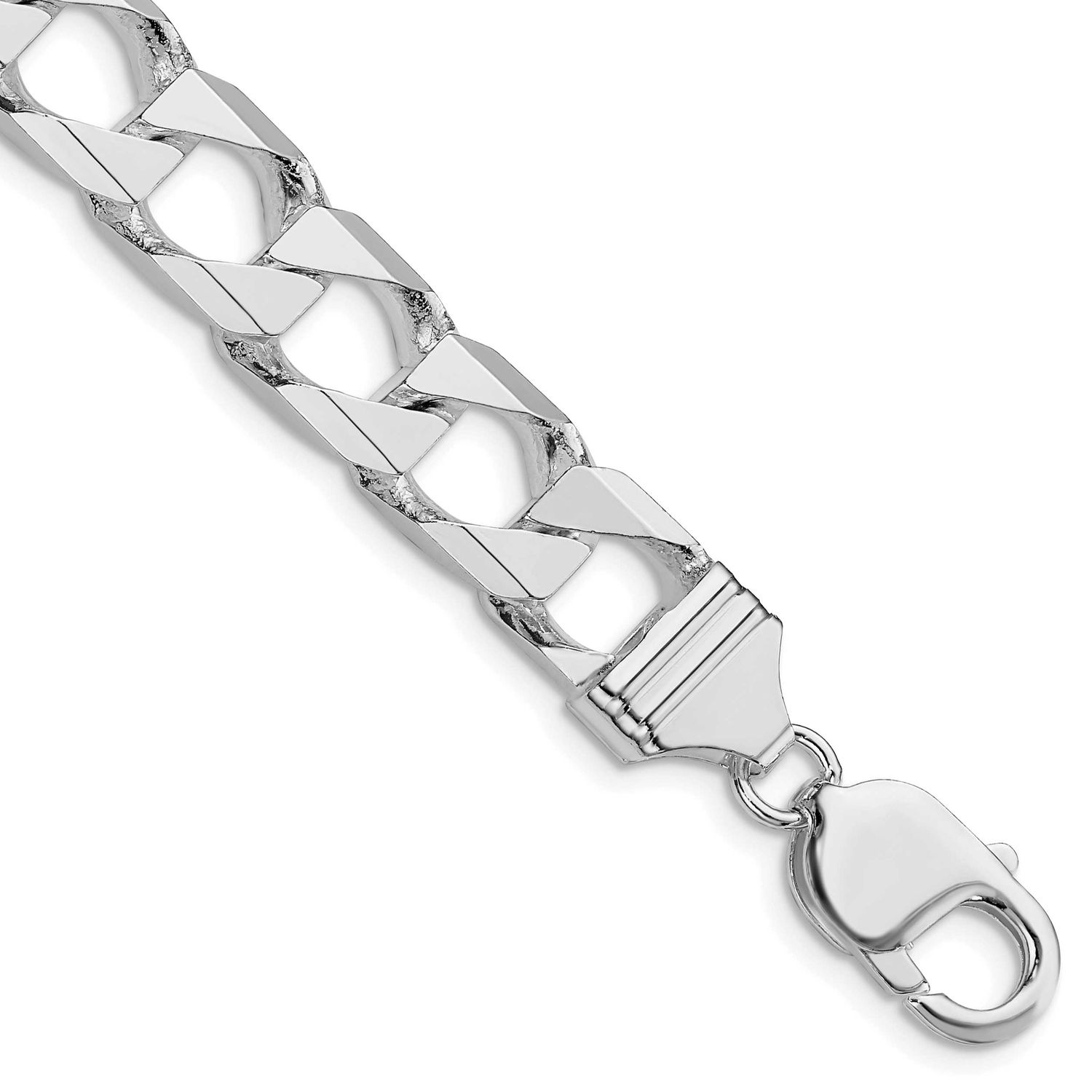 10.3mm Diamond-cut Square Curb Chain 9 Inch Sterling Silver Rhodium-Plated, MPN: QFOC350R-9, UPC: