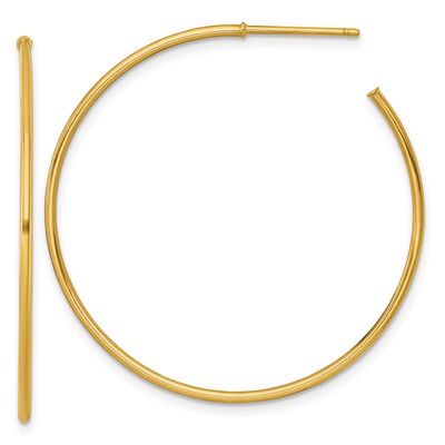 1.2 x 40mm Polished Post Hoop Earrings 14k Gold, MPN: TF2486, UPC: