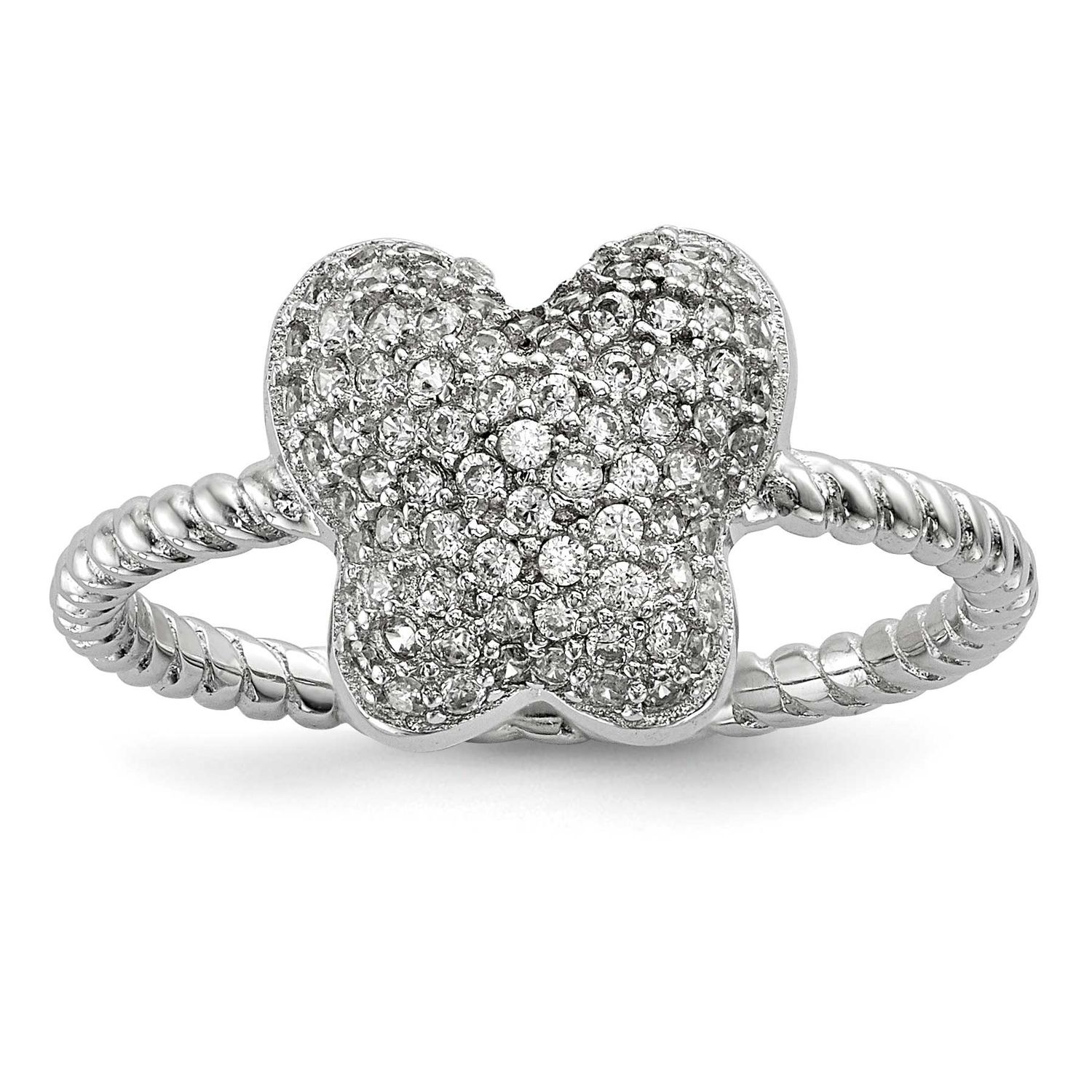 CZ Butterfly Ring Sterling Silver Rhodium-Plated, MPN: QR6533, UPC: