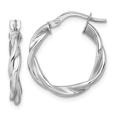 Polished Twist Hoop Earrings 14k White Gold, MPN: TF2429W, UPC: