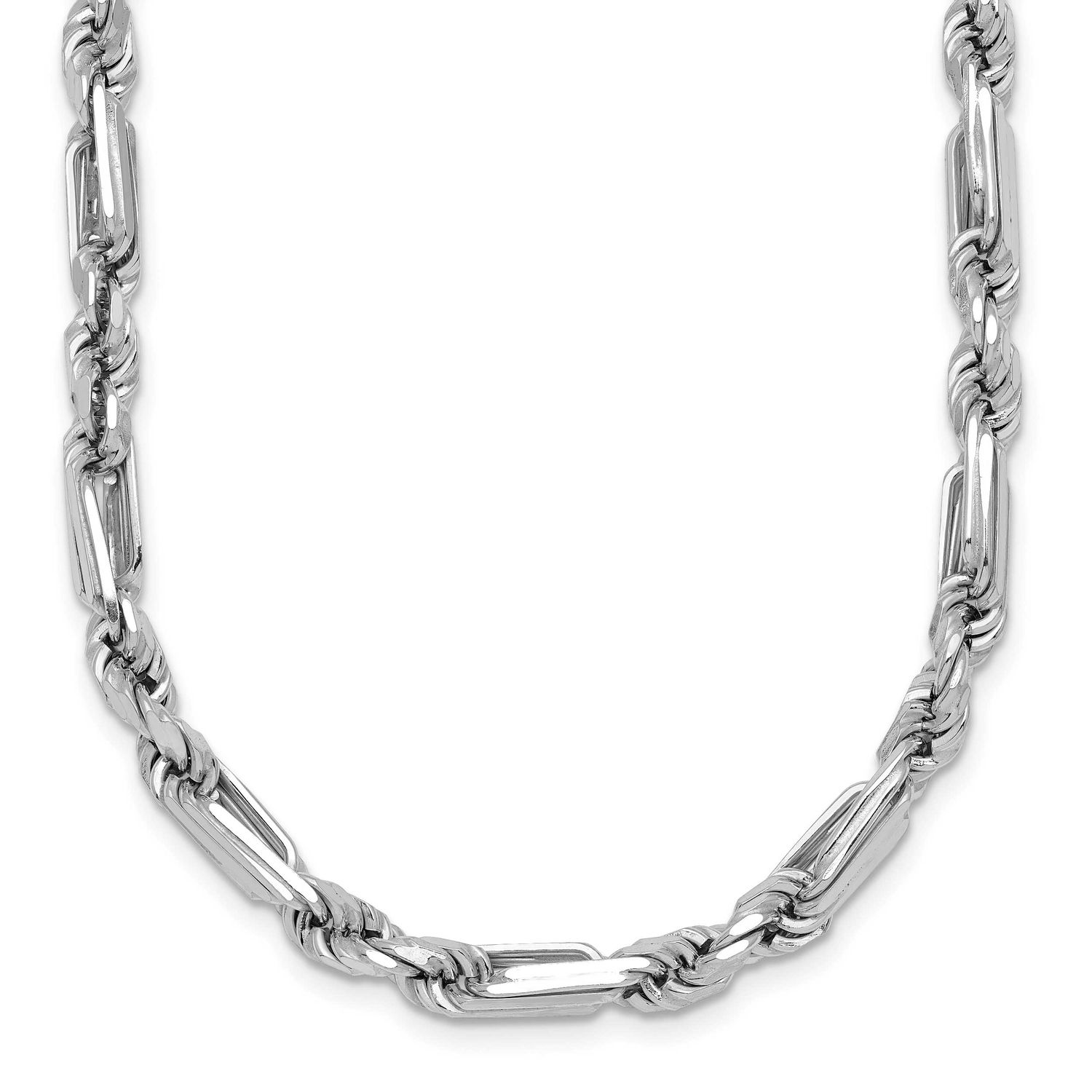 Polished Figaro Rope 4.75mm 19.75 Inch Necklace Sterling Silver Rhodium-Plated, MPN: QG6928-20, UPC: