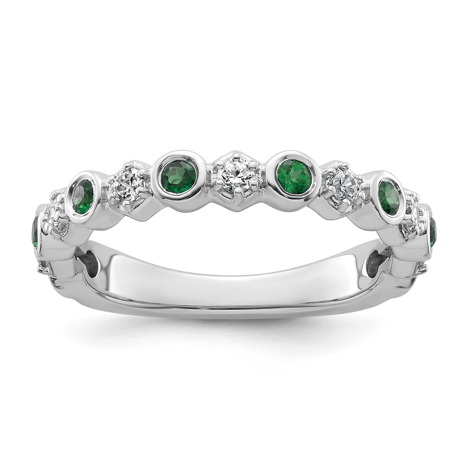 Polished Diamond and Emerald Fashion Ring 14k White Gold, MPN: RM10784-EM-027-WAA, UPC: