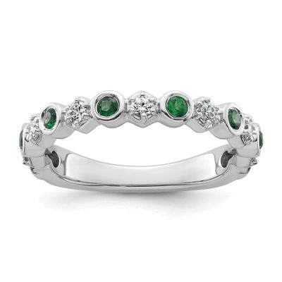 Polished Diamond and Emerald Fashion Ring 14k White Gold, MPN: RM10784-EM-027-WAA, UPC: