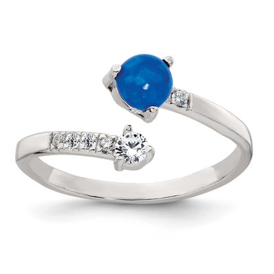 Opal and CZ Bypass Ring Sterling Silver Polished, MPN: QR7757, UPC: