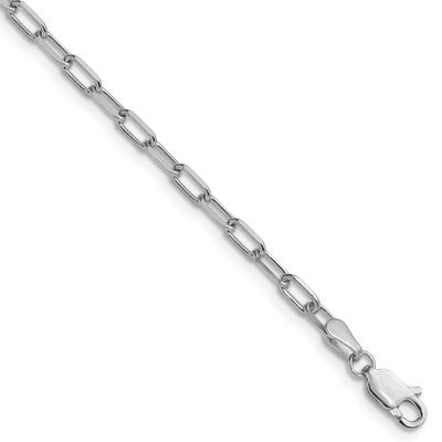 3.0mm Solid Beveled Paperclip Chain 30 Inch 14k White Gold, MPN: PEN343W-30, UPC:
