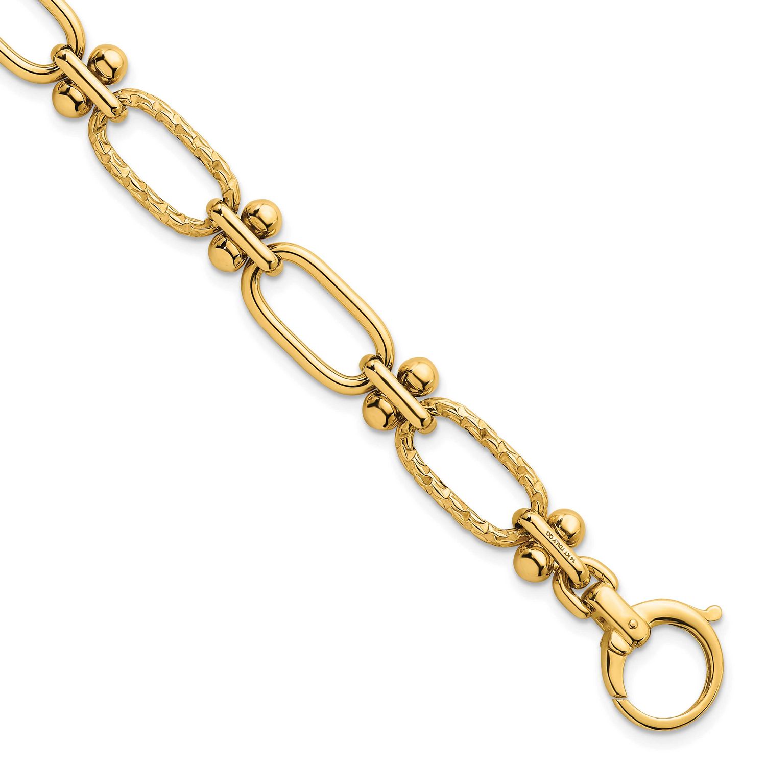 Open Textured Fancy Link Bracelet 14k Gold Polished, MPN: SF3144-8, UPC: