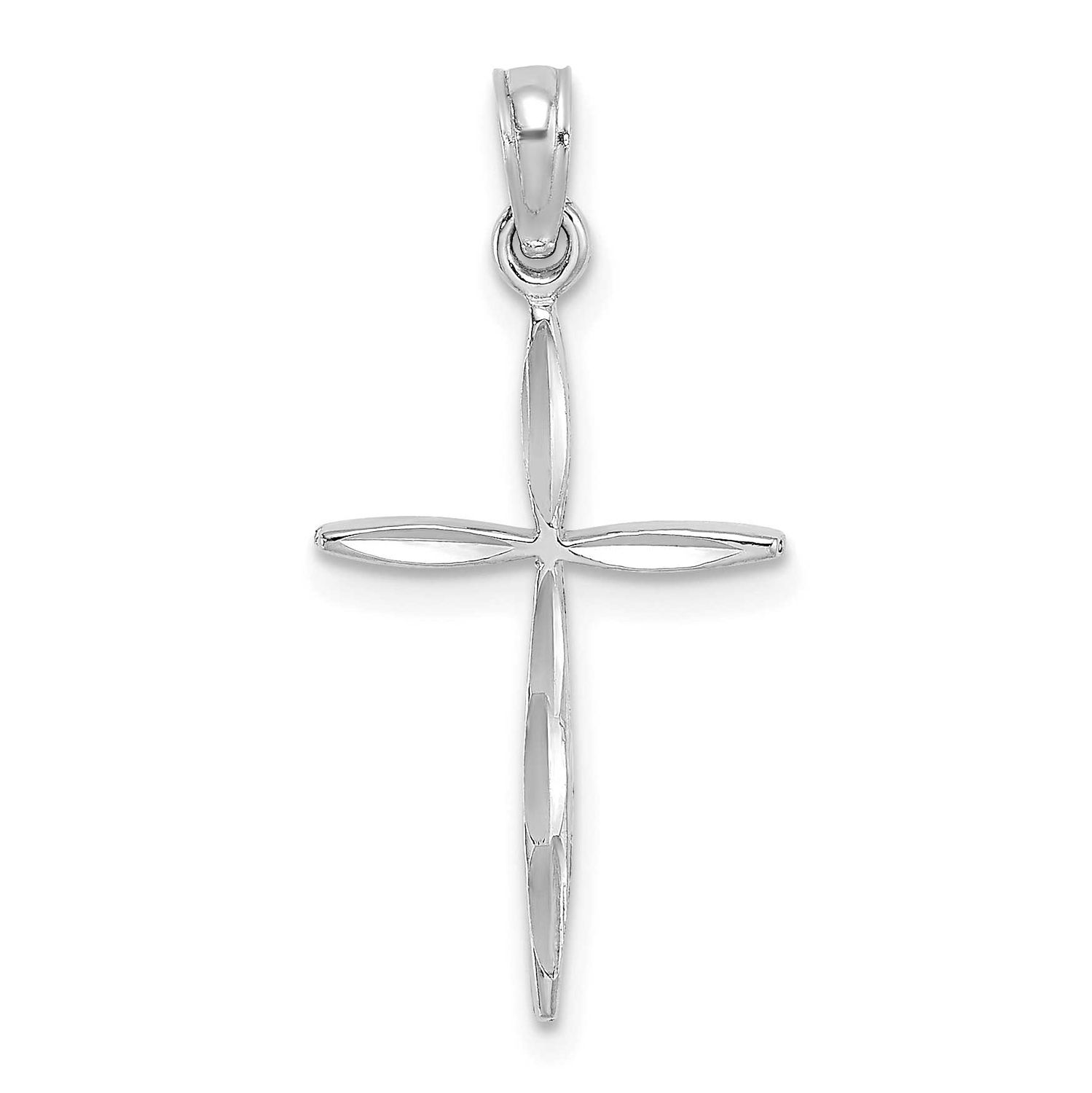 Diamond-cut with Tapered Ends Cross Charm 14k White Gold, MPN: K8363W, UPC: 637218163403