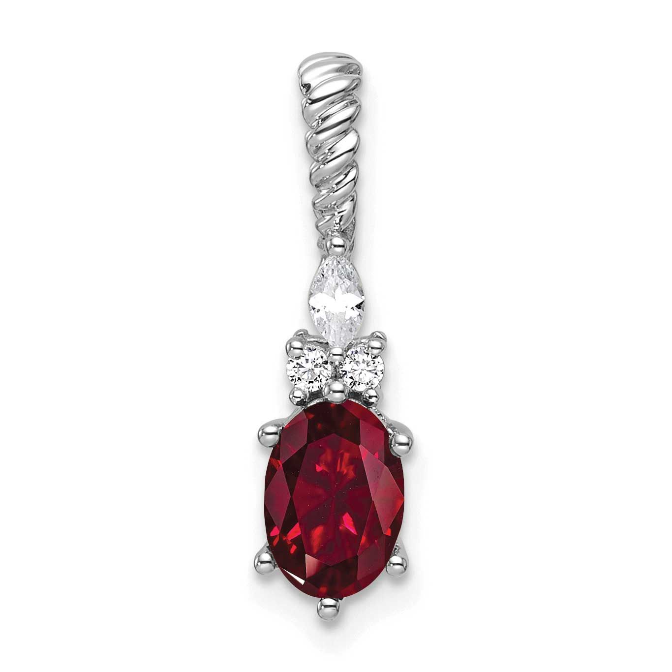 Polished Diamond and Lab Created Ruby Twisted Chain Slide 14k White Gold, MPN: PM9791-CRU-009-WAA, …
