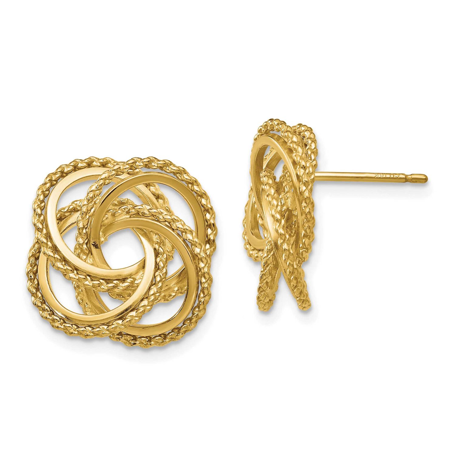 Twisted Love Knot Post Earrings 14k Gold Polished, MPN: T560, UPC: 191101371882