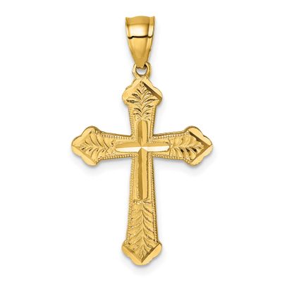 Diamond-Cut Textured Fancy Cross Pendant 14k Gold Polished, MPN: K10088, UPC: