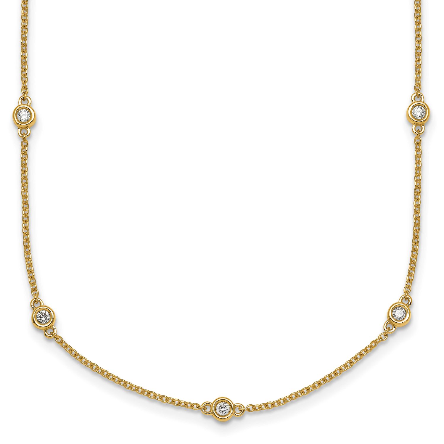 Diamond Station Cable Necklace 14k Gold, MPN: PM1011-038-YA-18, UPC: