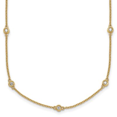 Diamond Station Cable Necklace 14k Gold, MPN: PM1011-038-YA-18, UPC: