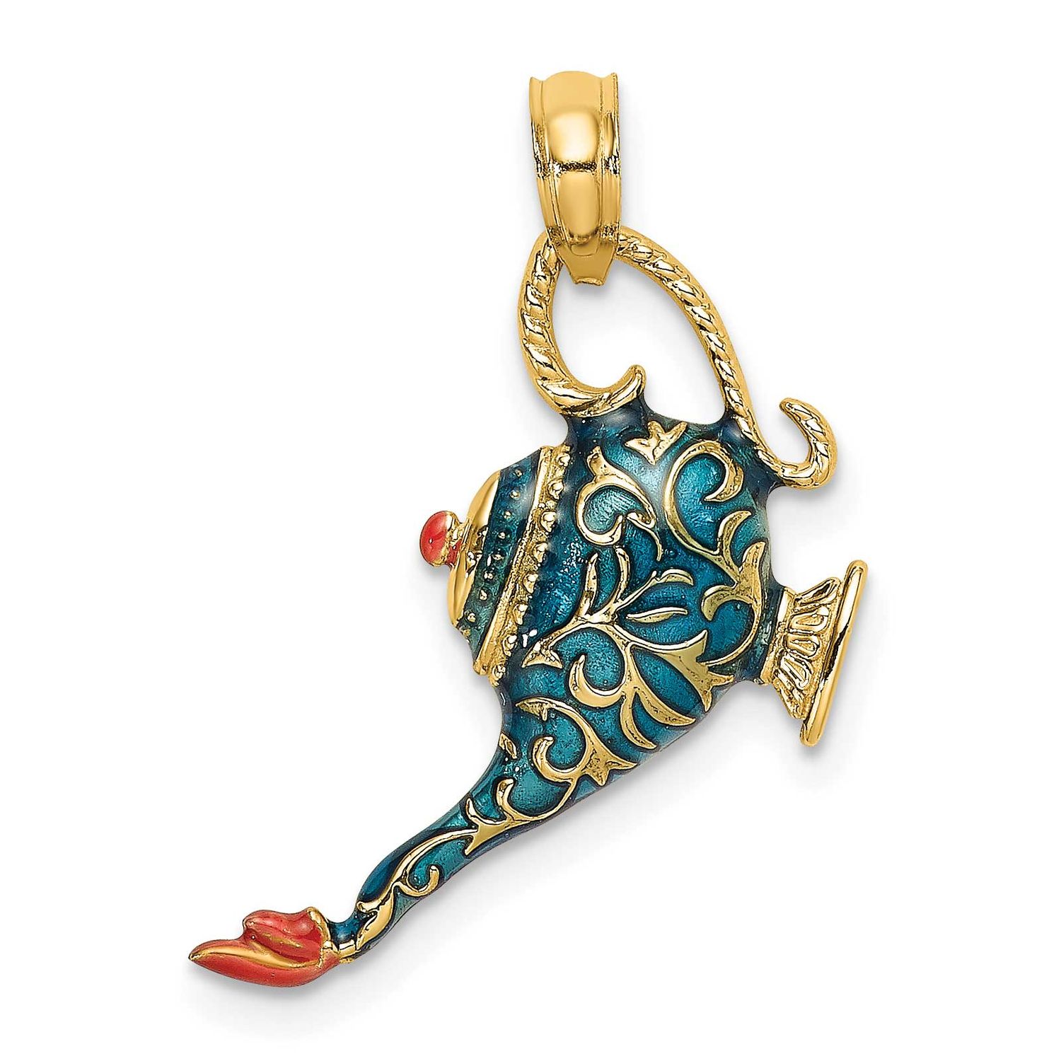 Enamel 3-D Textured Blue Genie Lamp Charm 14k Gold, MPN: K7050, UPC: 637218140541