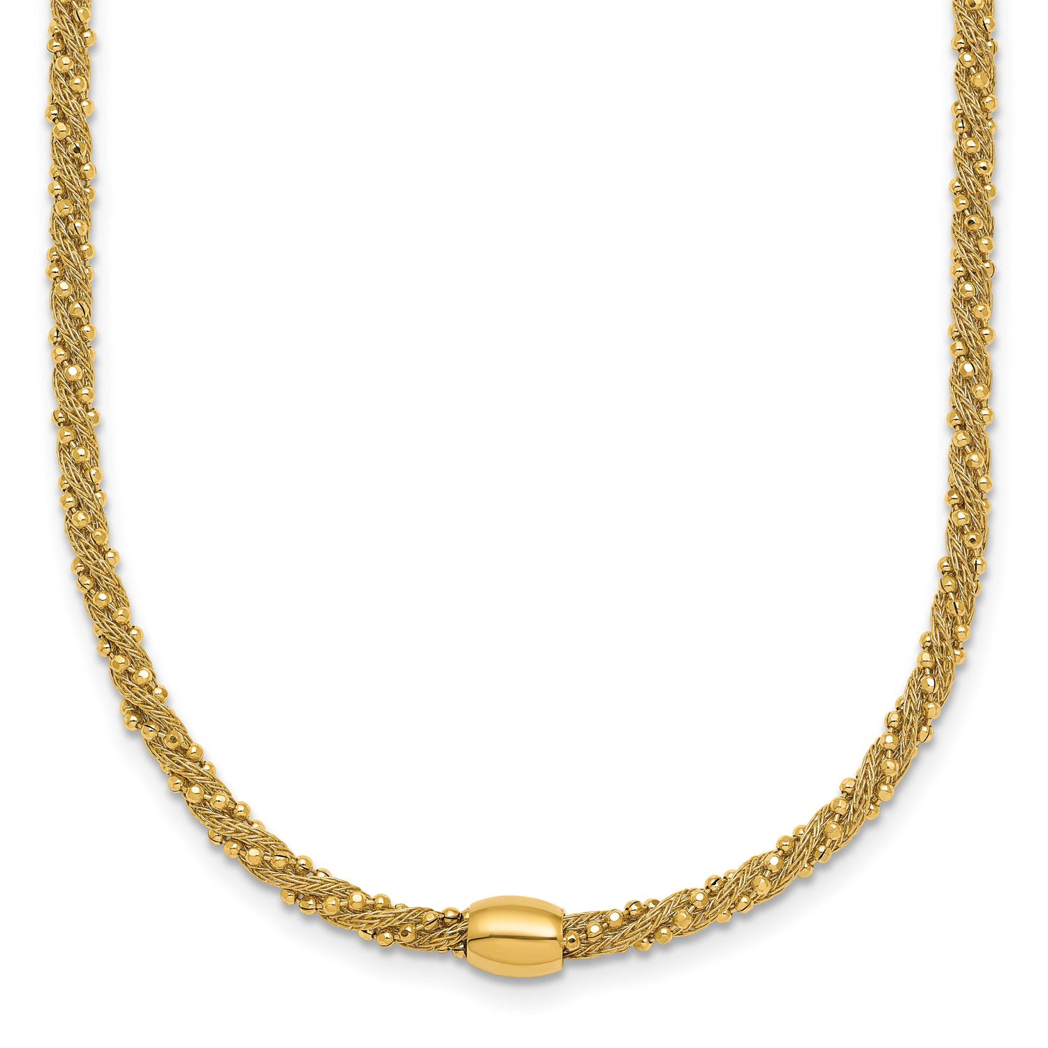 Textured Twist with Bead 17 Inch Necklace 14k Gold Polished, MPN: SF3206-17, UPC: