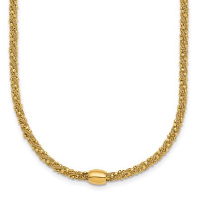 Textured Twist with Bead 17 Inch Necklace 14k Gold Polished, MPN: SF3206-17, UPC:
