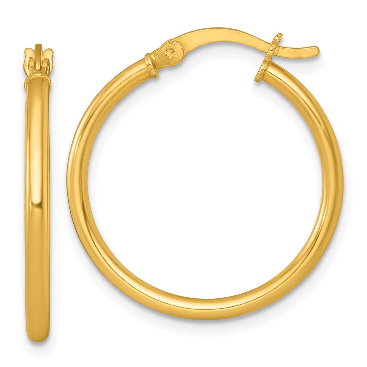 2.0mm Round Hoop Earrings Sterling Silver Gold-Tone Polished, MPN: QE17903GP, UPC: