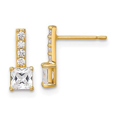 Square CZ Post Earrings 14k Gold Polished, MPN: YE2245, UPC: