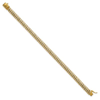 Fancy CZ S Link 7 Inch Bracelet Sterling Silver Gold-Tone Polished, MPN: QG6869GP-7, UPC: