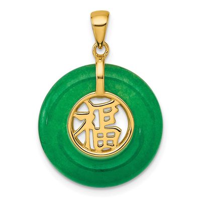 Gold-Tone Good Luck Happiness Dangle Green Chalcedony Pendant Sterling Silver, MPN: QG7192P, UPC: