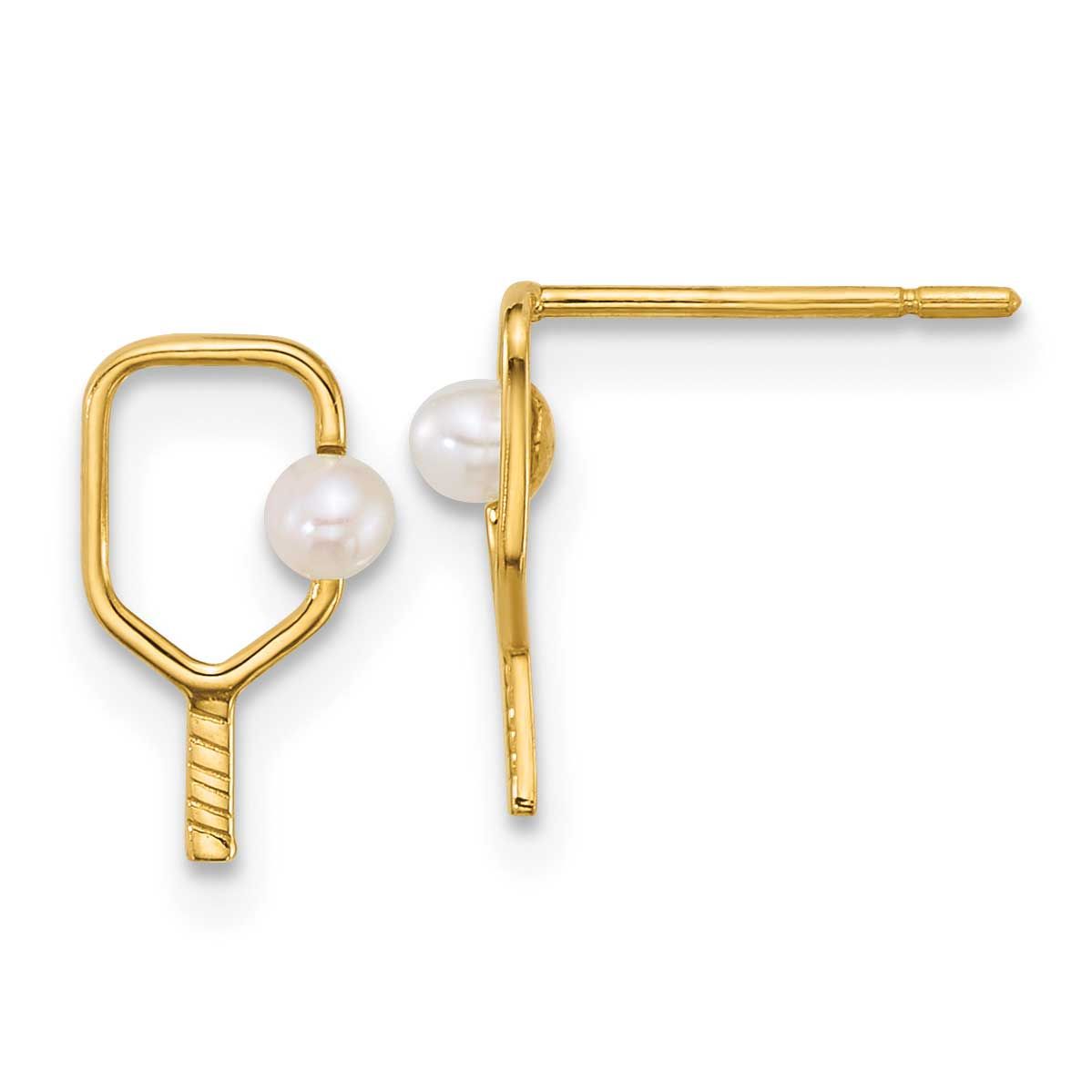 Freshwater Cultured Pearl Pickleball Post Earrings 14k Gold Polished, MPN: YE2311, UPC: