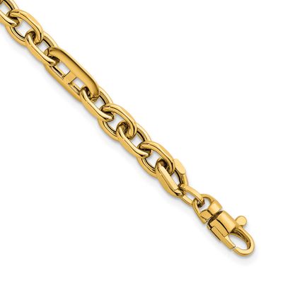 Oval and Anchor Link 7.5 Inch Bracelet 14k Gold Polished, MPN: SF3154-7.5, UPC: