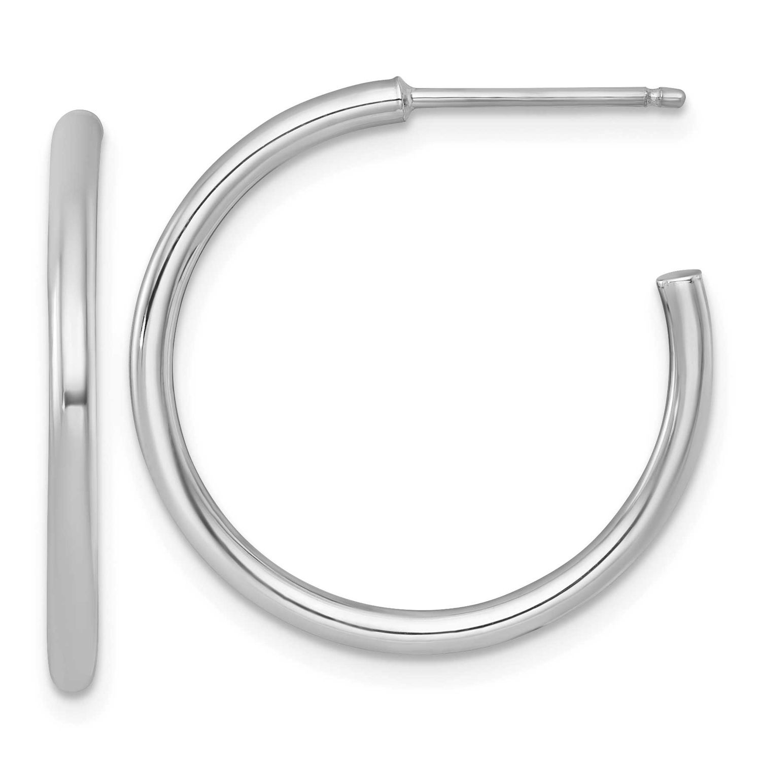2.0 x 25mm Polished Post Hoop Earrings 14k White Gold, MPN: TF2504W, UPC: