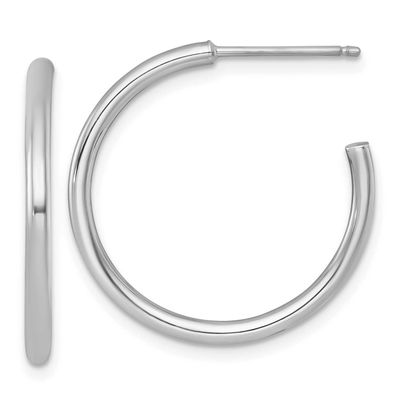 2.0 x 25mm Polished Post Hoop Earrings 14k White Gold, MPN: TF2504W, UPC: