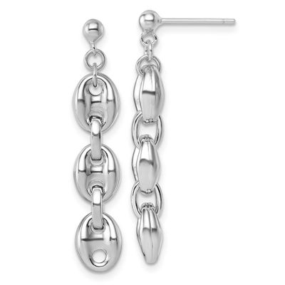 Puffed Mariner Chain Dangle Earring 37.4 Inch Sterling Silver Rhodium-Plated Polished, MPN: QG6919E…