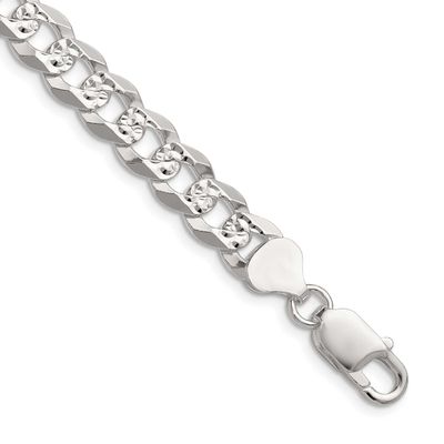8.25mm Flat Diamond-cut Pave Curb Chain 22 Inch Sterling Silver, MPN: QPCB200-22, UPC: