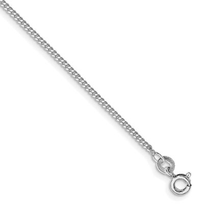1.5mm Curb Chain 8 Inch Sterling Silver Rhodium-Plated, MPN: QCB045R-8, UPC: