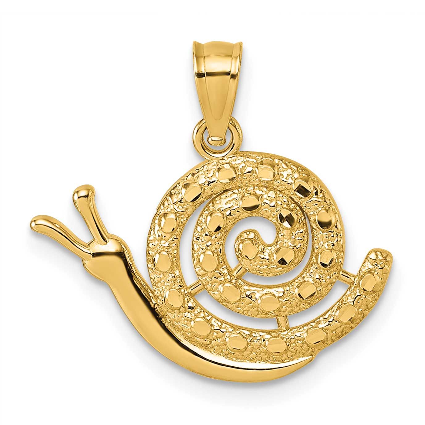 Textured and Diamond-cut Snail Pendant 14k Gold Polished, MPN: K10023, UPC: