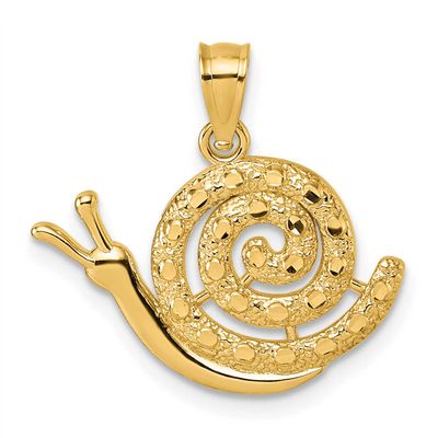 Textured and Diamond-cut Snail Pendant 14k Gold Polished, MPN: K10023, UPC: