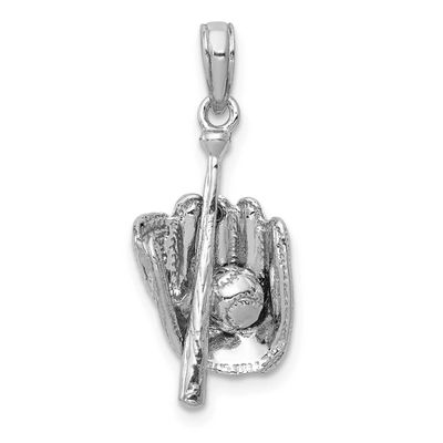 Polished 3-D Glove/Bat/Baseball Pendant 14k White Gold, MPN: C2656W, UPC: 637218126484