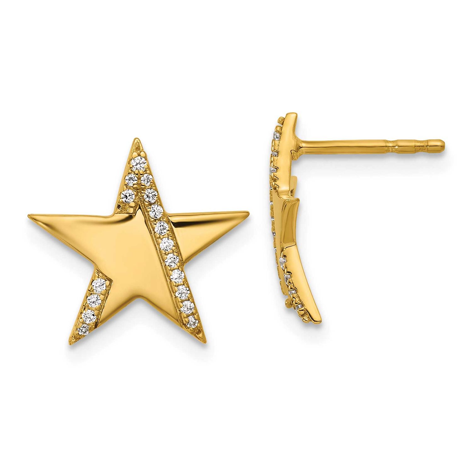Diamond Star Post Earrings 14k Gold Polished, MPN: EM10777-013-YAA, UPC: