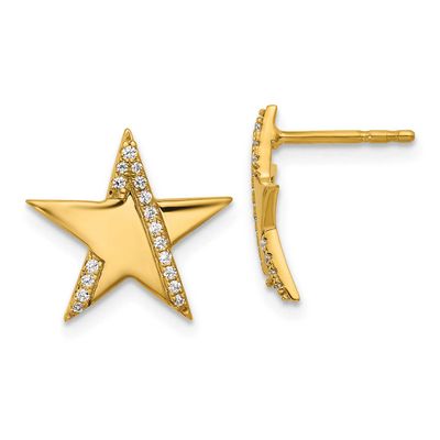 Diamond Star Post Earrings 14k Gold Polished, MPN: EM10777-013-YAA, UPC: