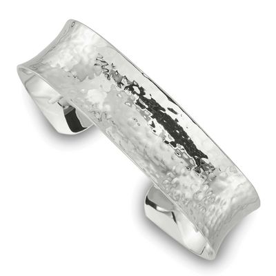 15mm Concave Hammered Cuff Bangle Sterling Silver, MPN: QB1577, UPC: