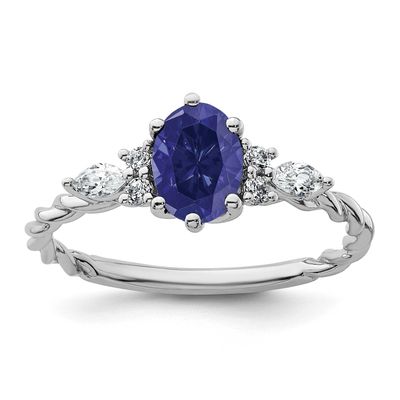 Polished Diamond and Lab Created Sapphire Twisted Ring 14k White Gold, MPN: RM9791-CSA-017-WAA, UPC: