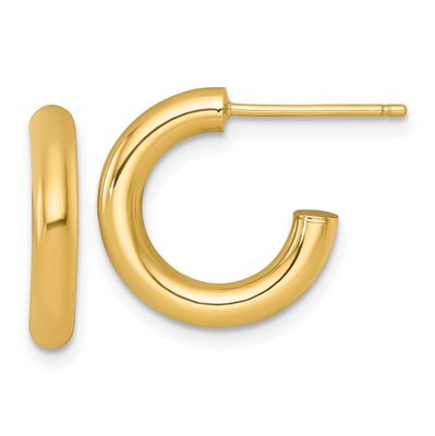 3.0 x 16mm Polished Post Hoop Earrings 14k Gold, MPN: TF2528, UPC: