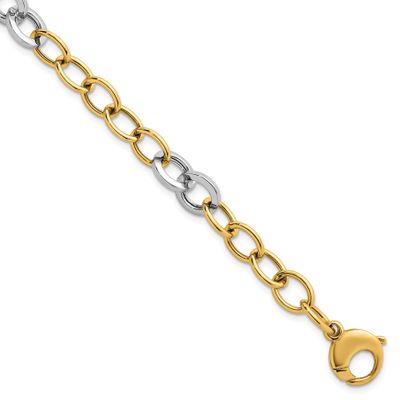 Fancy Circle Chain 9.75mm Bracelet 7.5 Inch 14K Two Tone Gold Polished, MPN: SF3247-7.5, UPC: