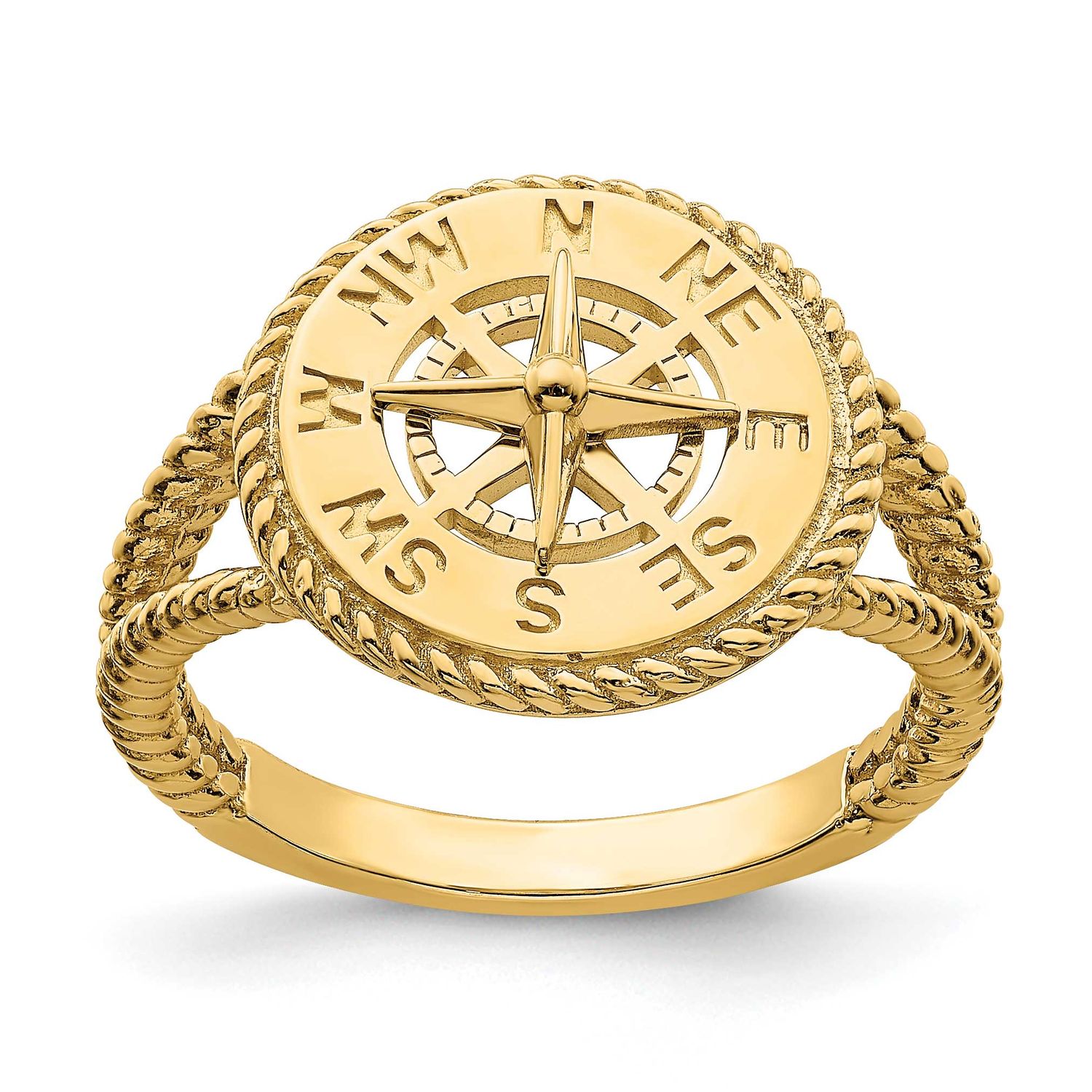 Nautical Compass Rope Ring 14k Gold, MPN: R677, UPC: 637218185689