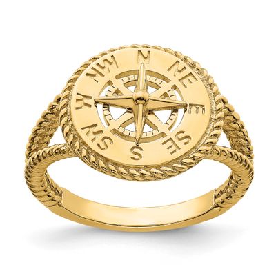 Nautical Compass Rope Ring 14k Gold, MPN: R677, UPC: 637218185689